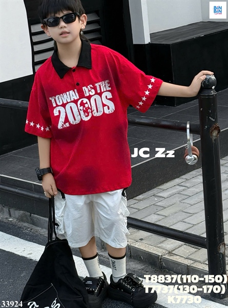 33924-Áo polo đỏ tay sao