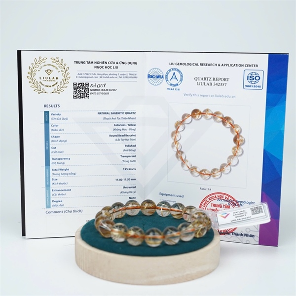 Vòng tay tóc vàng 18hạt ly11.82-11.5 (342357) KG+