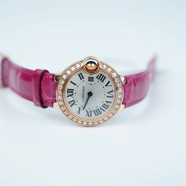 Đồng hồ Cartier mặt tròn dây hồng (472610UX) sz30 (HC) KG+