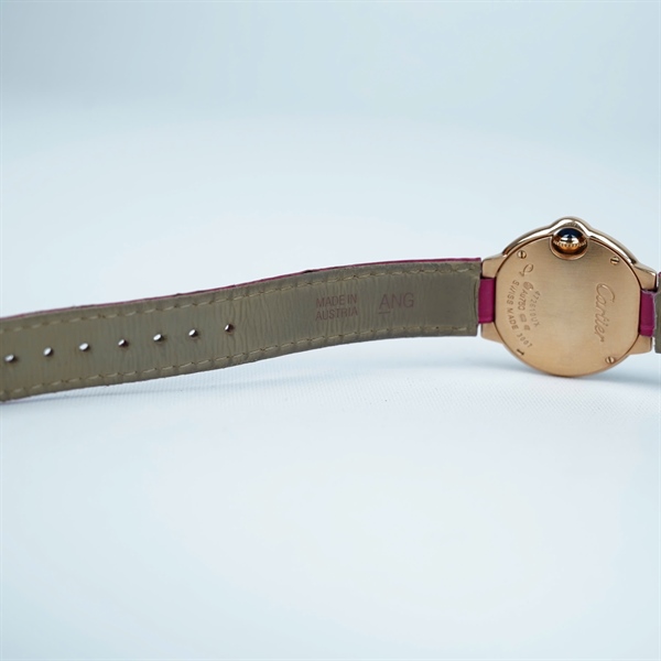 Đồng hồ Cartier mặt tròn dây hồng (472610UX) sz30 (HC) KG+