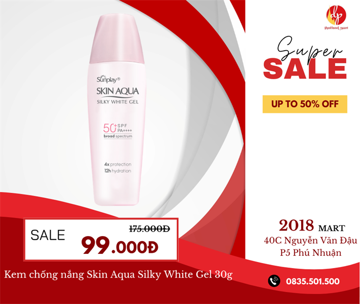 Kem chống nắng Skin Aqua Silky White Gel 30g