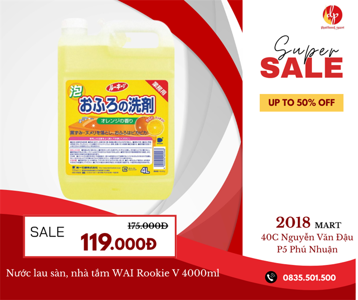 Nước lau sàn Wai Hương chanh 4000ml