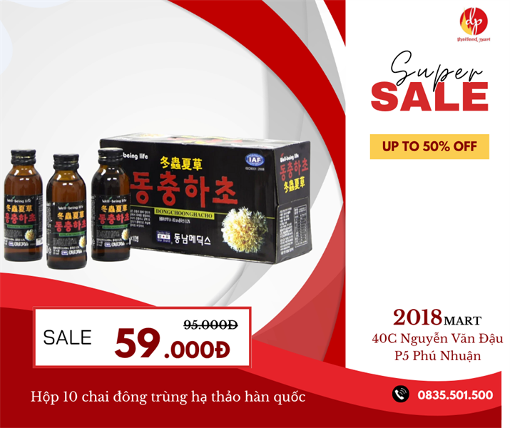 Nước đông trùng hạ thảo hàn quốc IAF hộp 10 chai