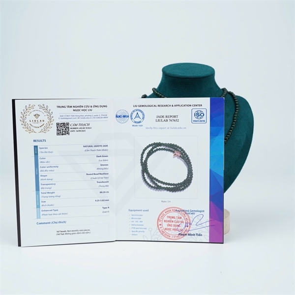 Chuỗi băng ngọc phỉ thúy My 167 hạt ly4.25-3.82 (767652) KG+