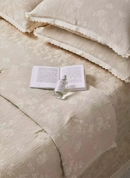 Bộ ga Hoa dây | Cotton Linen Pháp - Chần full - Vỏ chăn chần 200x230 cm - JF02.04 - "Hương Cỏ Dại"