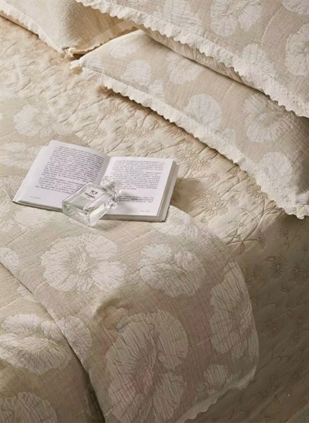 Bộ ga Hoa to | Cotton Linen - Chần full 4 món (Vỏ chăn chần) - JF02.02 - "Hương Cỏ Dại" - 200x230 cm