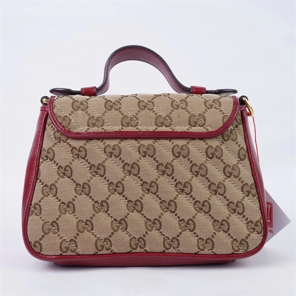 Túi GG Marmont Handle nâu viền đỏ (583571-493075) sz20 KG+