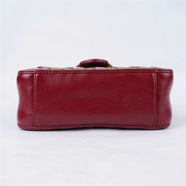 Túi GG Marmont Handle nâu viền đỏ (583571-493075) sz20 KG+