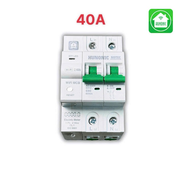 Aptomat Wifi đo năng lượng Hunonic Notec 40A