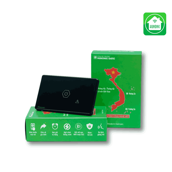 Công tắc cảm ứng WiFi Hunonic Datic CSL Chống Giật, màu Đen
