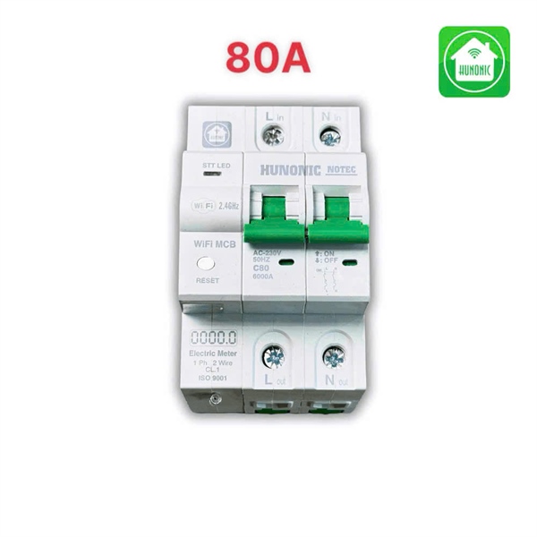 Aptomat Wifi đo năng lượng Hunonic Notec 80A