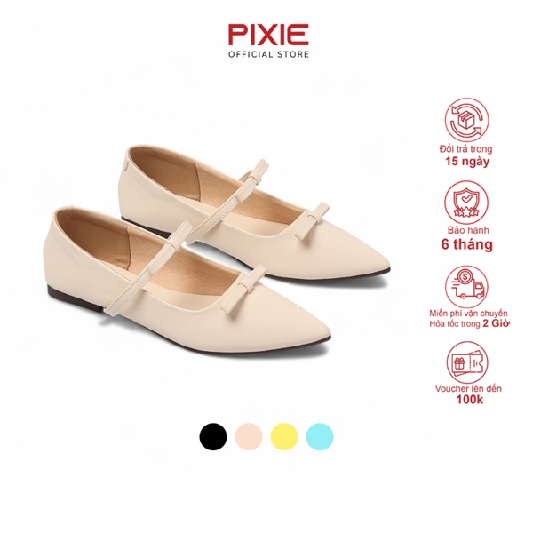 Giày Búp Bê Bệt Đính 2 Nơ Mũi Nhọn Pixie Ballerina H414