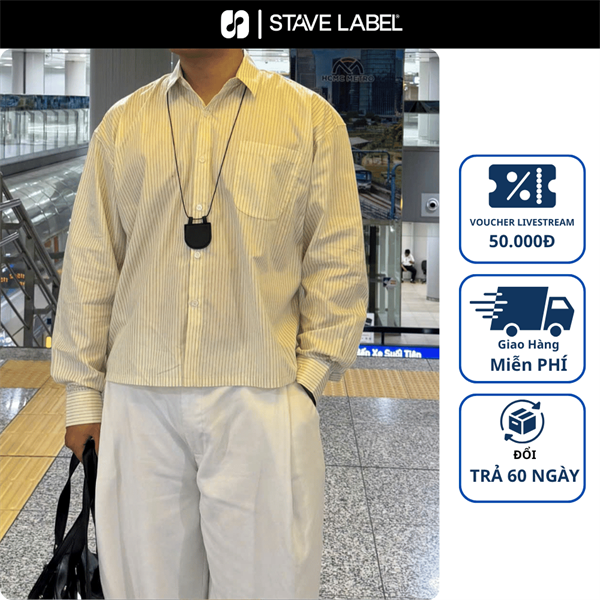 Áo Sơ Mi STAVE LABEL Tay Dài Sọc Trắng | Mẫu 1