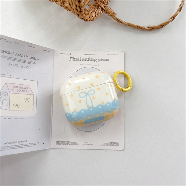 Case Airpod Vàng Nơ Xanh - Pro3
