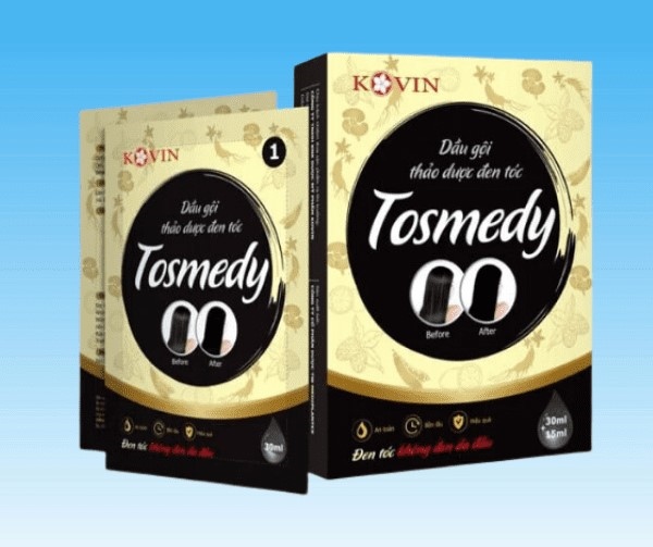 Dầu gội thảo dược đen tóc Tosmedy (H*2 gói) - Kovin (Hộp)