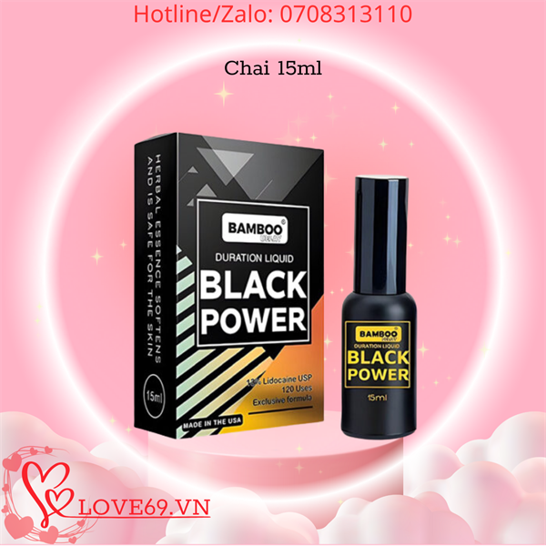 Chai Xịt Chống Xuất Tinh Sớm Bamboo Black Power - Chai 15ml, Chính Hãng USA