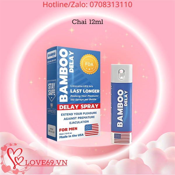 Chai Xịt Kéo Dài Thời Gian Cao Cấp Bamboo Delay Spray - Chai 12ml, Chính Hãng USA