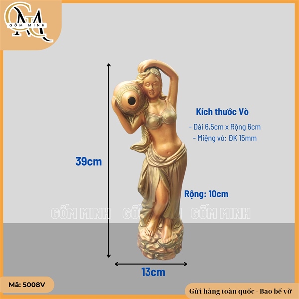 Tượng cô gái đổ nước cao 40cm