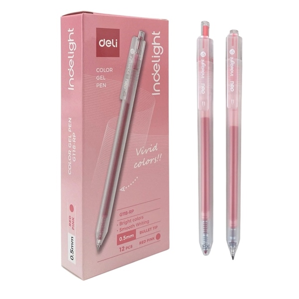 Cây Bút Bi Nước Mực Gel Bấm Nhiều Màu Nhanh Khô 0.5mm Deli G118