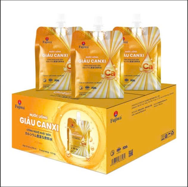 Nước uống Giàu Canxi Fujiwa 270ml - Hương Cam (*T*48 túi) - Fujiwa Việt Nam