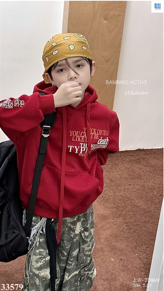 33579-Áo Hoodie Đỏ BBN chữ Deat