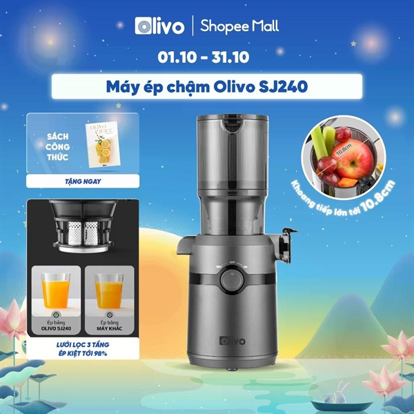 Máy Ép Chậm OLIVO SJ240 – Phiên Bản Giới Hạn Màu Titanium – Khoang Tiếp Lớn – Giải Pháp Hoàn Hảo Cho Việc Ép Kết Hợp Trái Cây, Rau Củ