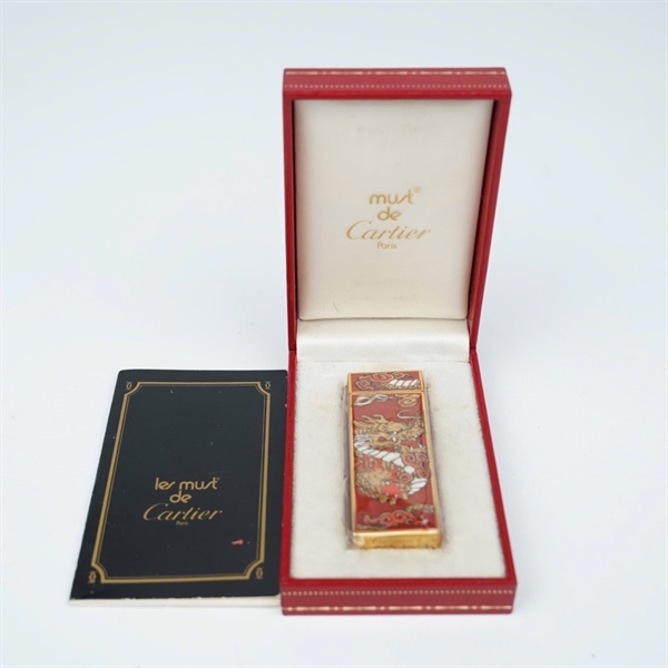 Bật lửa Cartier đỏ hình rồng (1A99998) KG+