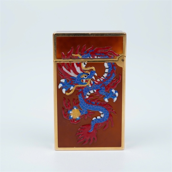 Bật lửa S.T Dupont nâu hình rồng xanh (83DDL62) KG+