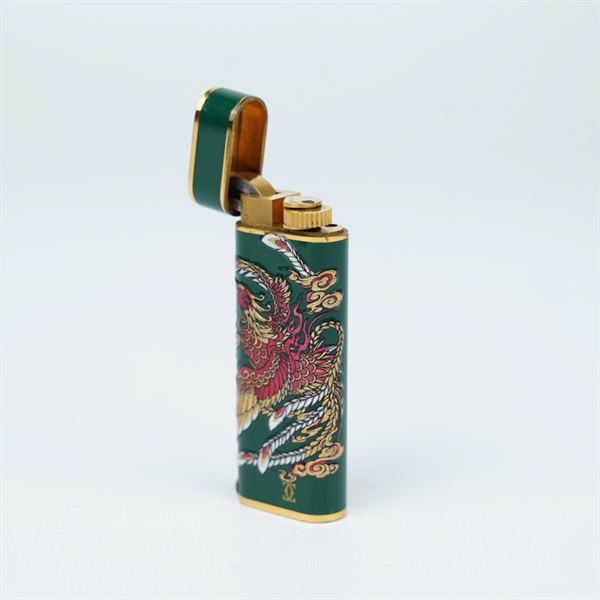 Bật lửa Cartier xanh lá hình phượng (F74681) KG+