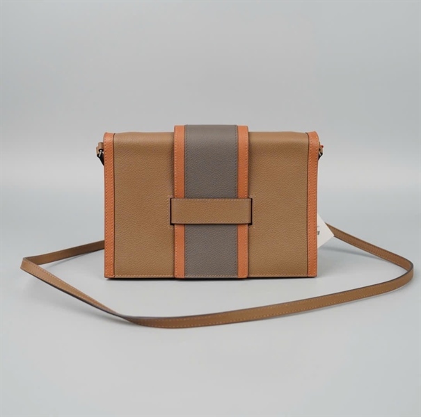 Túi Hermes nâu viền cam stamp Z (2021) sz20 KG+