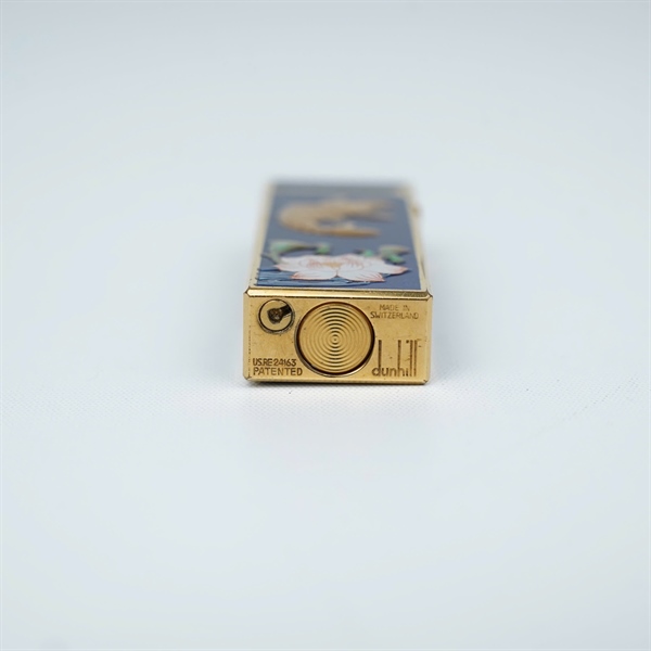 Bật lửa Dunhill xanh hình cá chép&hoa sen (RE24163) KG+