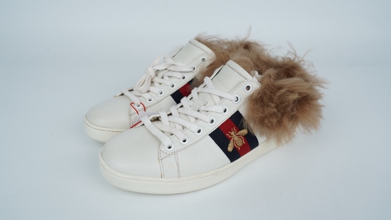 Giày GG trắng gót lông sz37 (TT) KG+