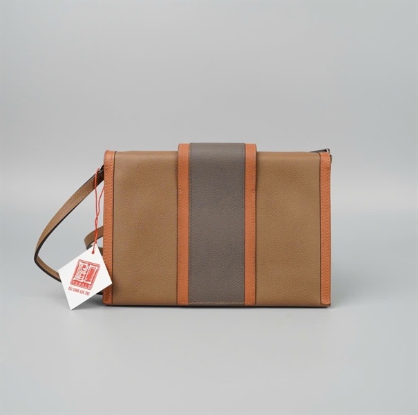 Túi Hermes nâu viền cam stamp Z (2021) sz20 KG+