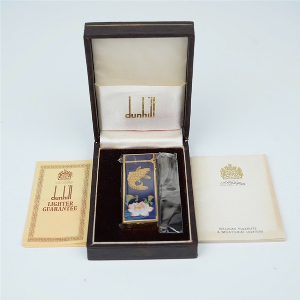 Bật lửa Dunhill xanh hình cá chép&hoa sen (RE24163) KG+