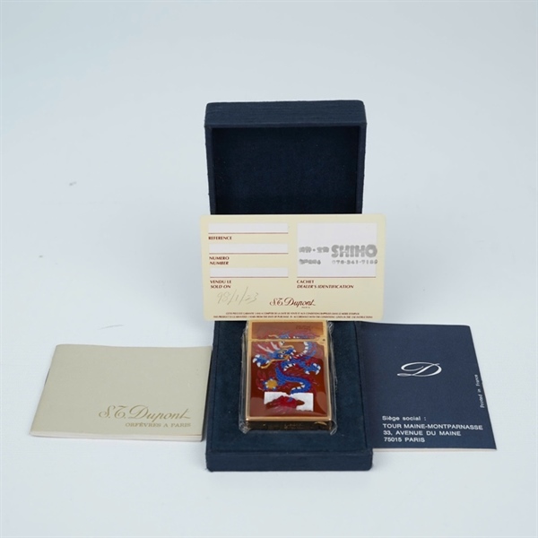 Bật lửa S.T Dupont nâu hình rồng xanh (83DDL62) KG+