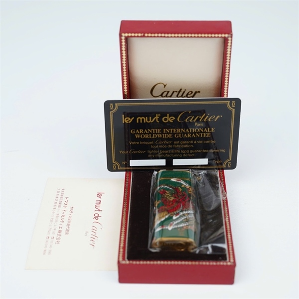 Bật lửa Cartier xanh lá hình phượng (F74681) KG+