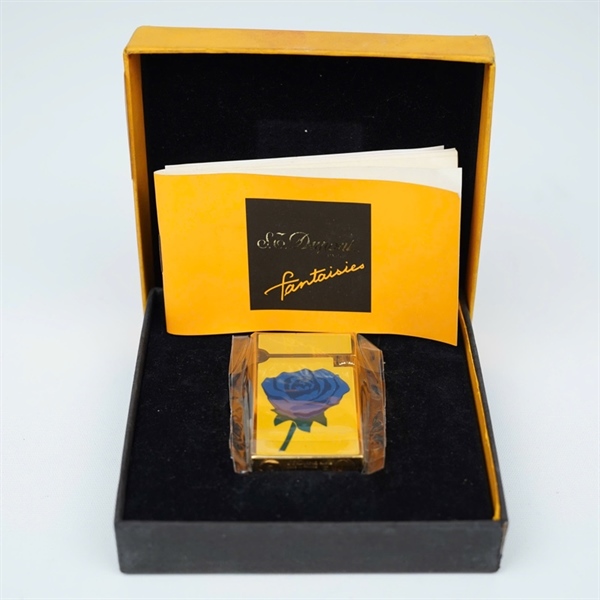 Bật lửa S.T Dupont vàng hình hoa hồng xanh (103FE29) KG+