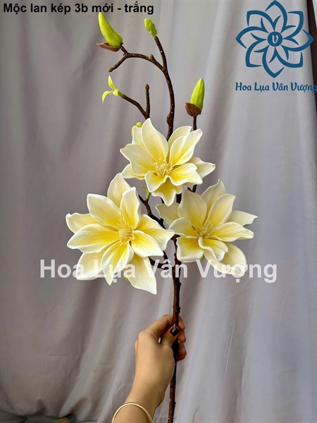 Mộc lan kép 3b mới - trắng - Hoa cành dài - Hoa Lụa Vân Vượng