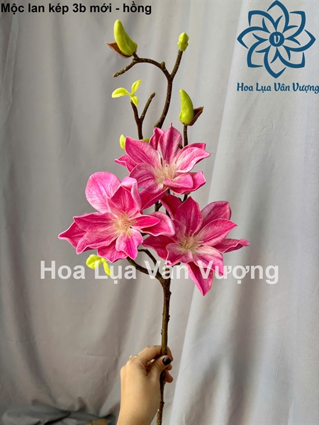 Mộc lan kép 3b mới - hồng - Hoa cành dài - Hoa Lụa Vân Vượng