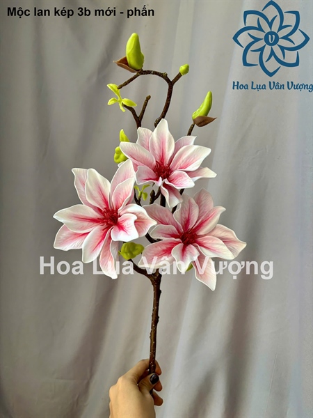 Mộc lan kép 3b mới - phấn - Hoa cành dài - Hoa Lụa Vân Vượng