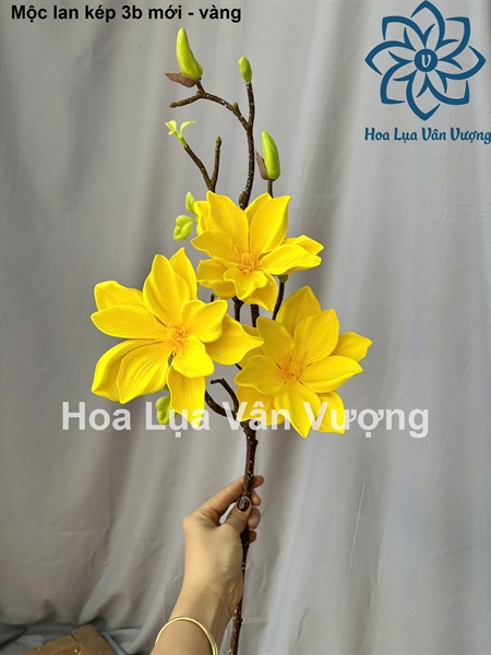 Mộc lan kép 3b mới - vàng - Hoa cành dài - Hoa Lụa Vân Vượng
