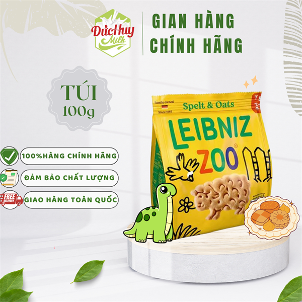 Bánh quy lúa mì & yến mạch hình thú Leibniz Zoo(xanh lá)100g