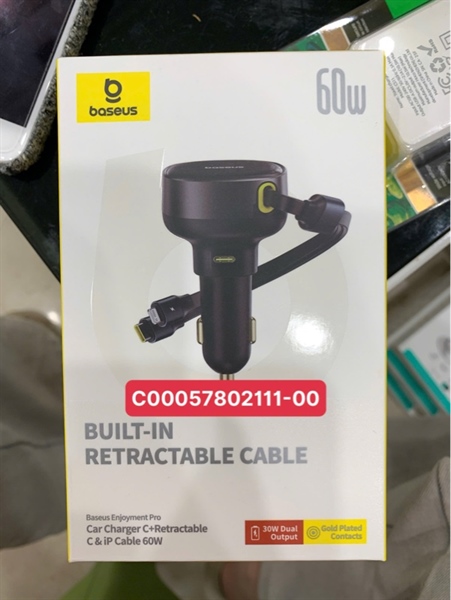 Tẩu sạc BASEUS kèm dây BUILT-IN 60W