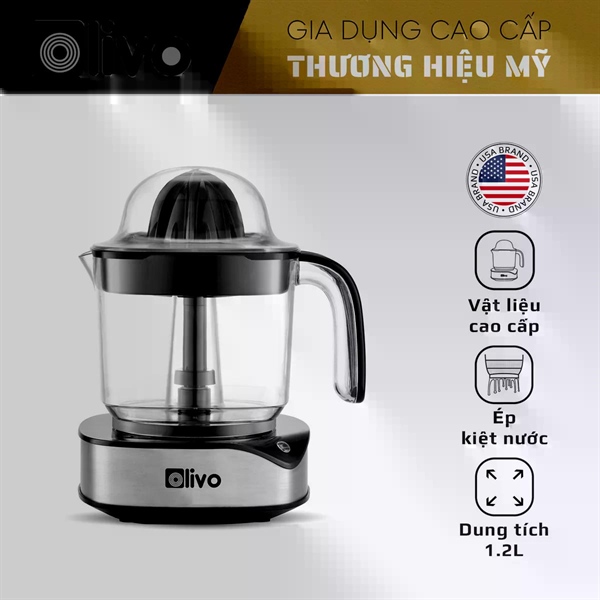 Máy Vắt Cam OLIVO CJ12 – Dung tích lớn 1.2L, Có Hai Đầu Vắt Lớn – Nhỏ, Công Suất 40W, Vắt Kiệt Nước, Sử Dụng Dễ Dàng