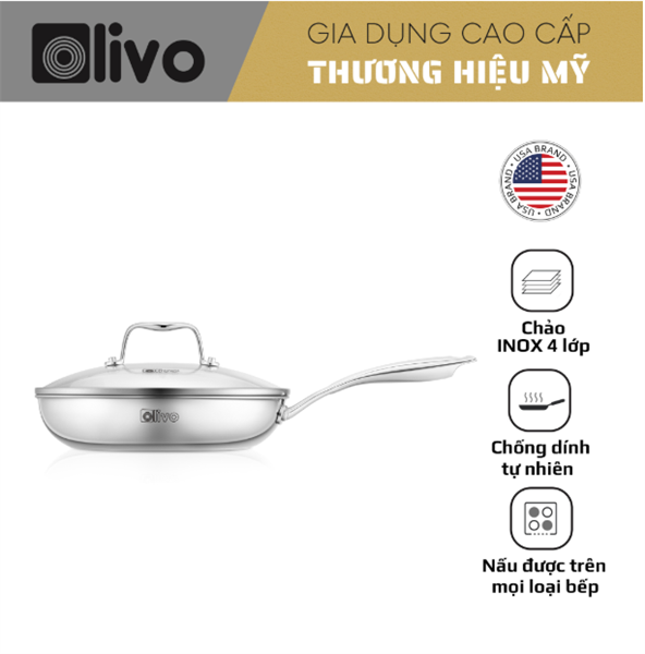 CHẢO 4 LỚP INOX OLIVO STEVE X – Chống Dính Tự Nhiên, Đường Kính 24cm – Nấu Được Trên Mọi Loại Bếp