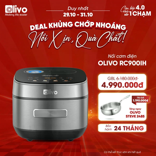 Nồi Cơm Điện Cao Tần OLIVO RC900IH – Lòng Nồi INOX 316L Cao Cấp, Công Nghệ Cao Tần Giữ Trọn Dinh Dưỡng, Bảng Điều Khiển Oled Sống Động, Hiện Đại, Cao Cấp