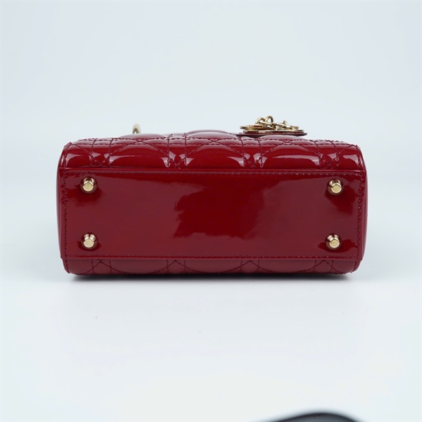 Túi Dior Lady đỏ bóng sz mini +