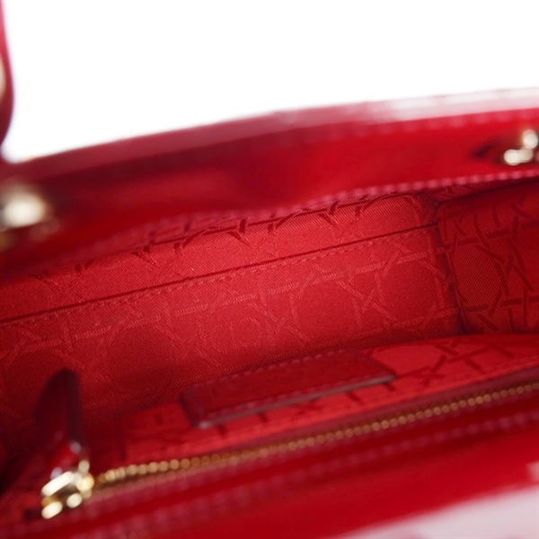 Túi Dior Lady đỏ bóng sz mini +