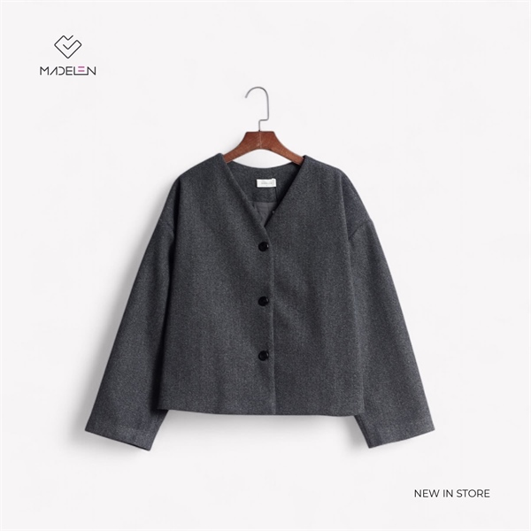 Áo Khoác Dạ Basic Cổ Tim