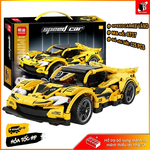 Đồ chơi mô hình xe đua vàng Technic có điều khiển MINGDI 8737